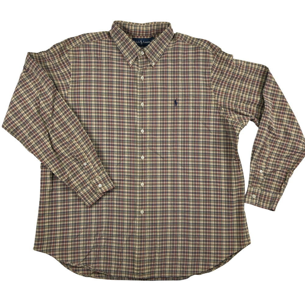 Ralph Lauren Shirt Mens XXL Classic Fit Plaid Long Sleeve Button Down
